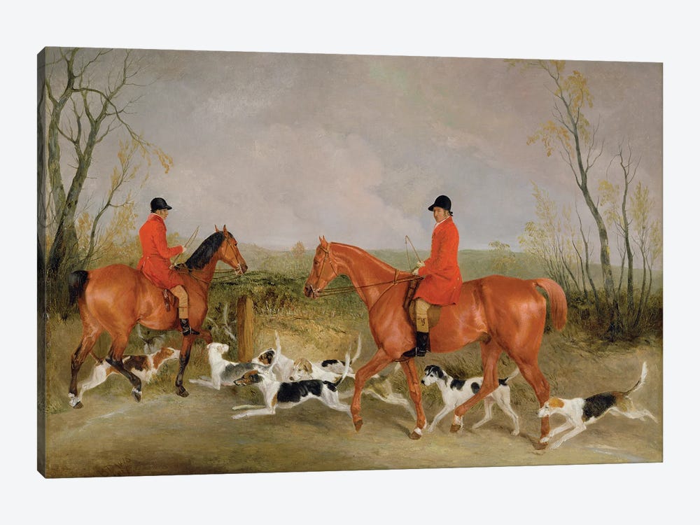 George Mountford, Huntsman to the Quorn, and W. Derry, Whipper-In, at John O'Gaunt's Gorse, nr Melton Mowbray, 1836  by Richard Barrett Davis 1-piece Canvas Art
