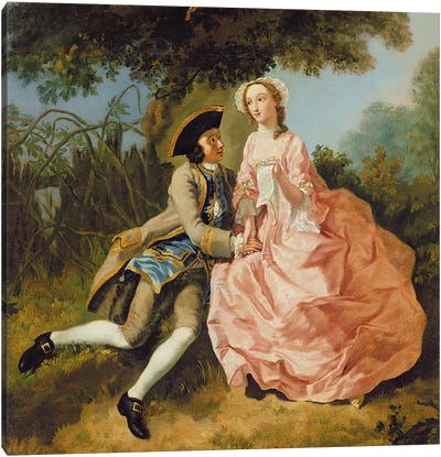 Lovers in a landscape, c.1740  Canvas Art Print