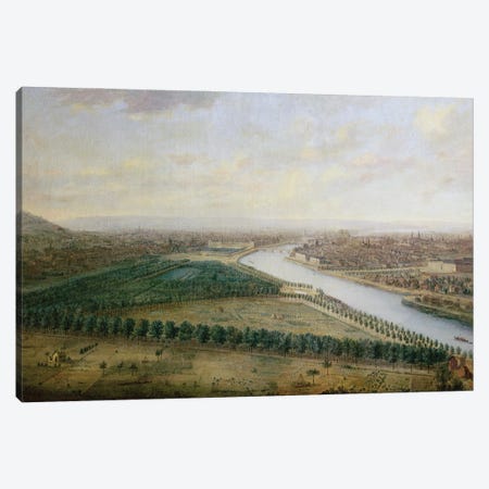 Paris, view from above the Champs-Elysees, c.1740  Canvas Print #BMN3213} by Charles Leopold Grevenbroeck Canvas Wall Art