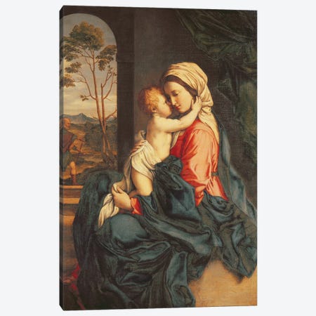 The Virgin and Child Embracing  Canvas Print #BMN3220} by Il Sassoferrato Art Print