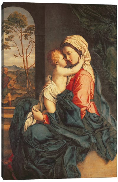 The Virgin and Child Embracing  Canvas Art Print - Religion & Spirituality Art