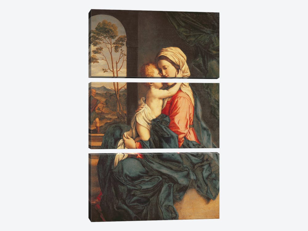 The Virgin and Child Embracing  by Il Sassoferrato 3-piece Canvas Wall Art
