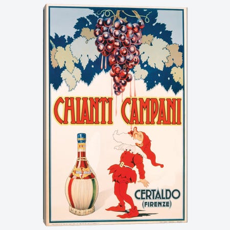 Poster advertising Chianti Campani, printed by Necchi, Milan, 1940  Canvas Print #BMN3248} by Italian School Canvas Print