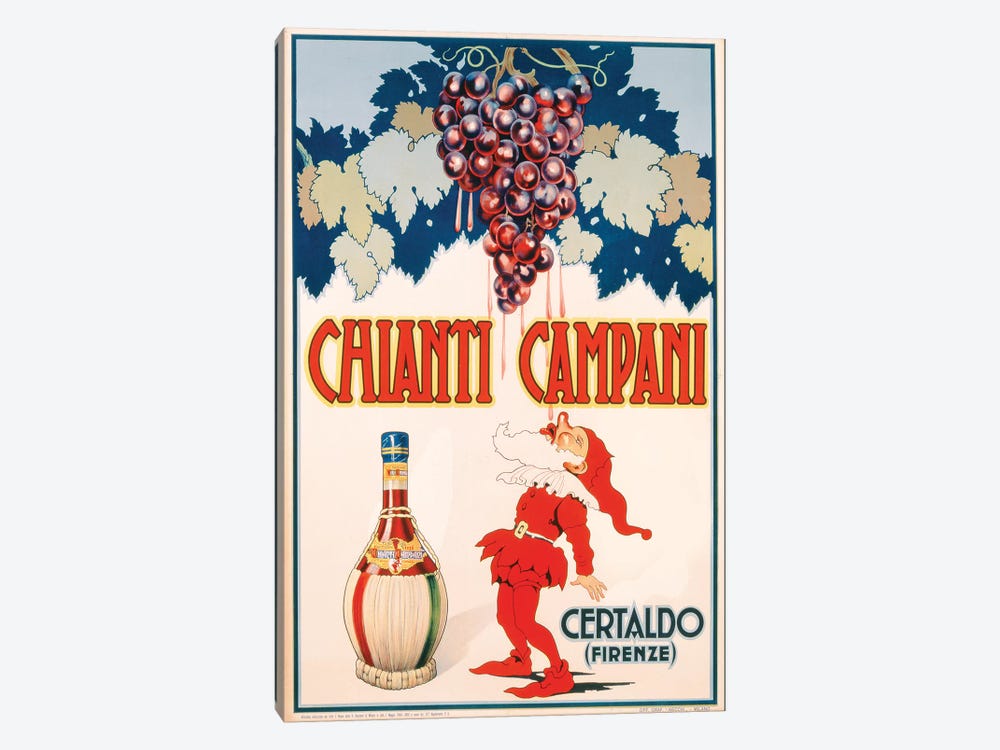 Poster advertising Chianti Campani, printed by Necchi, Milan, 1940  by Italian School 1-piece Canvas Artwork