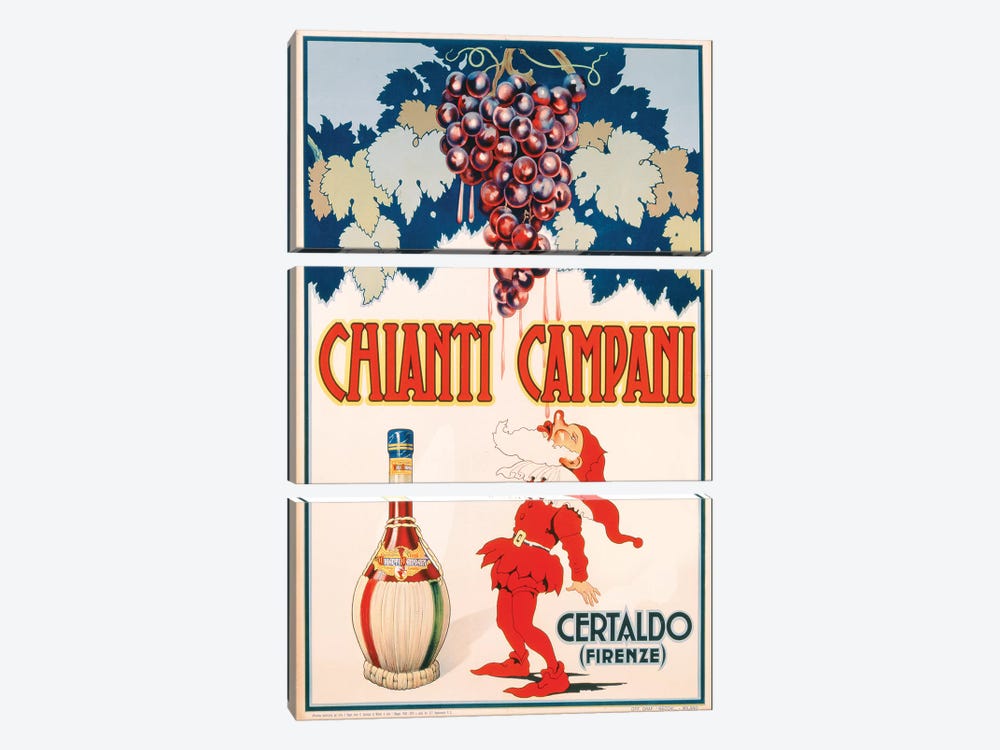 Poster advertising Chianti Campani, printed by Necchi, Milan, 1940  by Italian School 3-piece Canvas Artwork