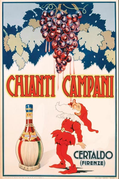 Vintage Kitchen Posters: Poster advertising Chianti Campani, printed by Necchi, Milan, 1940  by Italian School