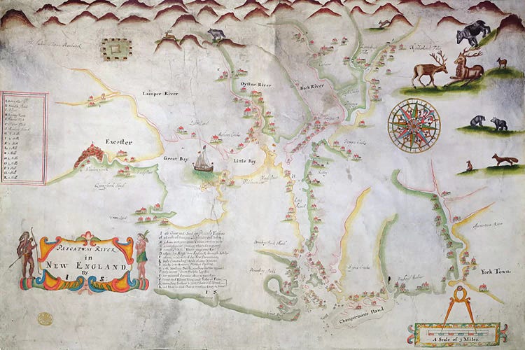 Pascatway River in New England, c.1660-85  by English School wall art