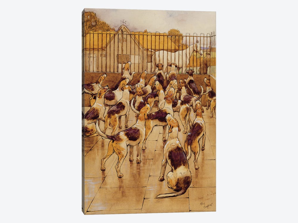 The Hounds began suddenly to howl in chorus  by Cecil Charles Windsor Aldin 1-piece Canvas Art Print