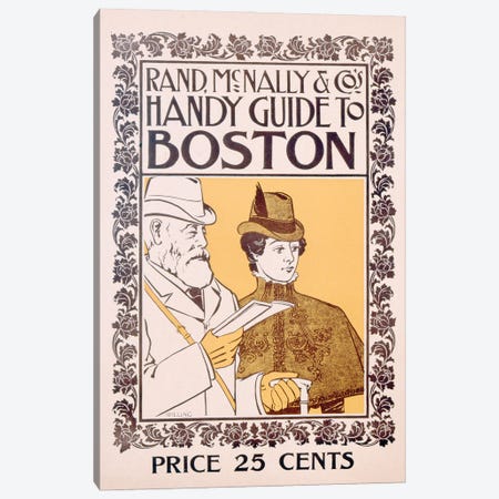 Poster advertising Rand McNally & Co's Handy Guide to Boston, designed by Willing, c.1895  Canvas Print #BMN3313} by American School Canvas Print