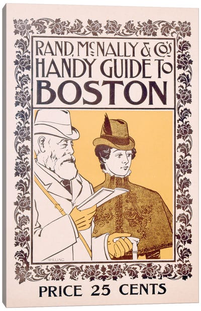 Poster advertising Rand McNally & Co's Handy Guide to Boston, designed by Willing, c.1895  Canvas Art Print