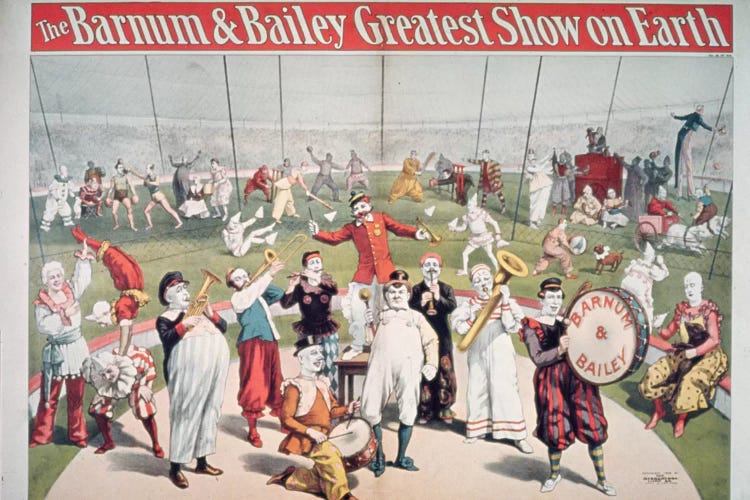 Poster advertising the Barnum and Bailey Greatest Show on Earth 