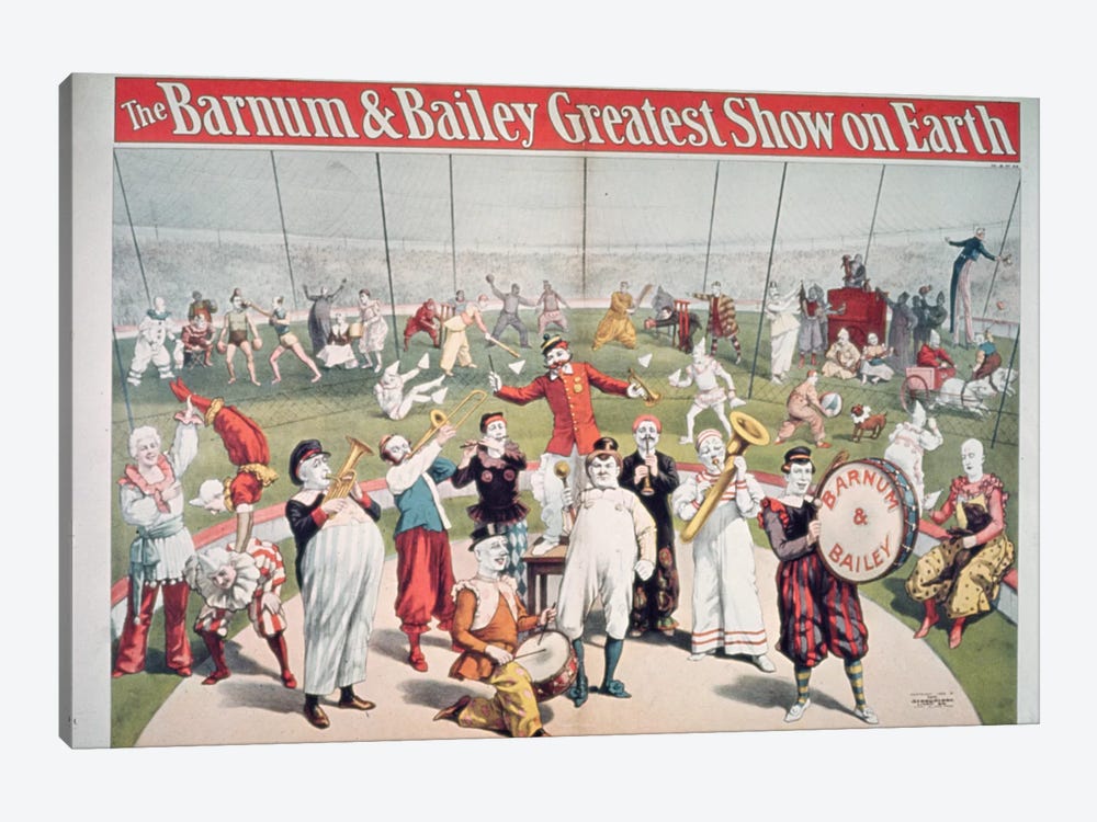 Poster advertising the Barnum and Bailey Greatest Show on Earth  by American School 1-piece Canvas Print