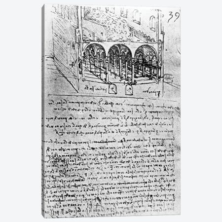 Studies for stables, Folio 39r, from Paris Manuscript B 2173, 1487-90  Canvas Print #BMN3347} by Leonardo da Vinci Art Print