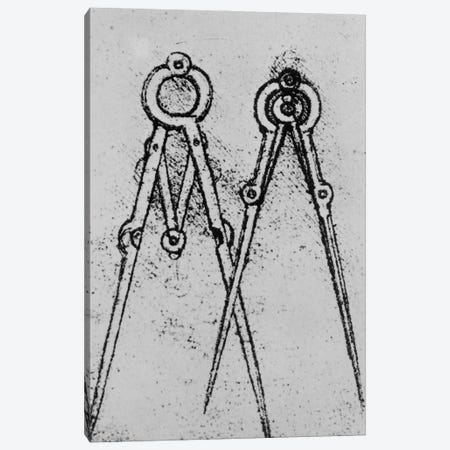 Two types of adjustable-opening compass, fol. 108v from Paris Manuscript H, 1493-4  Canvas Print #BMN3354} by Leonardo da Vinci Canvas Wall Art