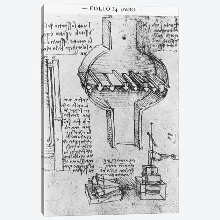 Fol. 34r from Manuscript E, 1513-14  Canvas Print #BMN3356} by Leonardo da Vinci Canvas Artwork