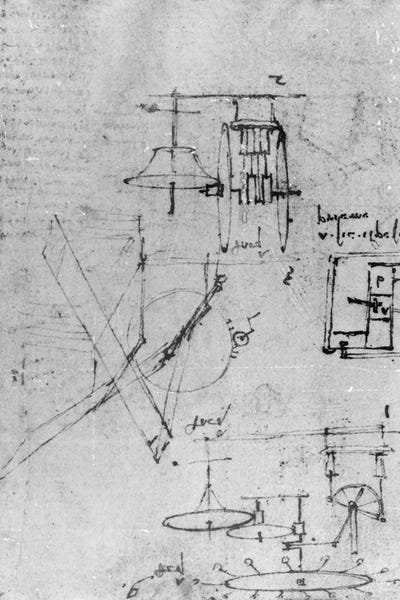 Engineering & Machinery Blueprints: Fol. 45r, from the Codex Forster III, 1480s-1494  by Leonardo da Vinci