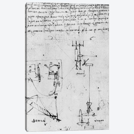 Fol. 46v, from the Codex Forster III, 1480s-1494  Canvas Print #BMN3360} by Leonardo da Vinci Canvas Wall Art