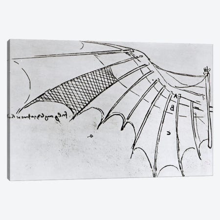 Detail of a mechanical wing from fol. 74r, manuscript B 2173, 1488-89  Canvas Print #BMN3363} by Leonardo da Vinci Canvas Wall Art