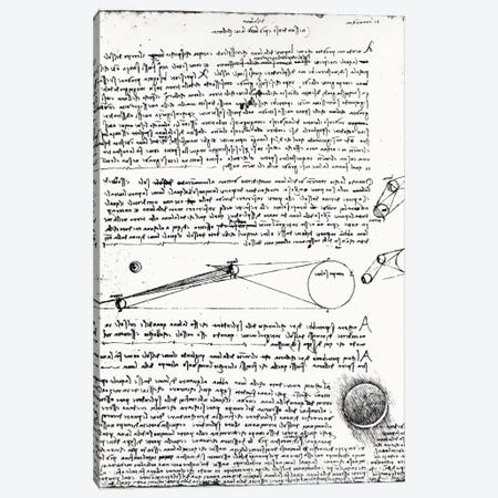 Astronomical diagrams, fol. 2r from the Codex Leicester, 1508-1512  Canvas Print #BMN3366} by Leonardo da Vinci Art Print
