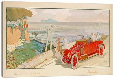 'On the road to Naples', advertisement for Renault motor cars, printed by Mabileau & Co, Paris, 1913  Canvas Art Print