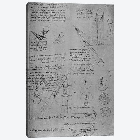 Astronomical diagrams, from the Codex Leicester, 1508-12  Canvas Print #BMN3381} by Leonardo da Vinci Canvas Wall Art