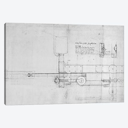 Diagram of a Mechanical Bolt  Canvas Print #BMN3388} by Leonardo da Vinci Canvas Art