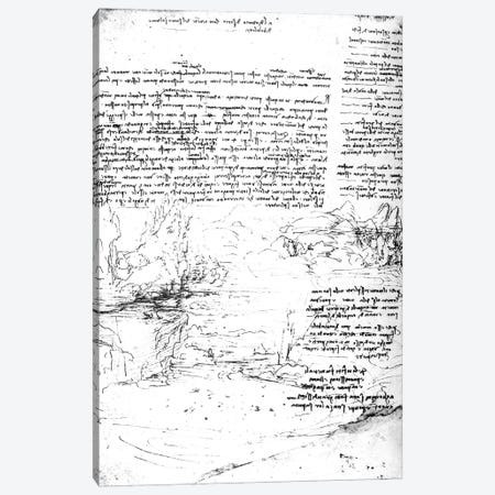 Fol.145v-a, page from Da Vinci's notebook  Canvas Print #BMN3398} by Leonardo da Vinci Art Print