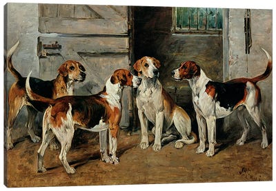 Study of Hounds Canvas Art Print - Beagle Art
