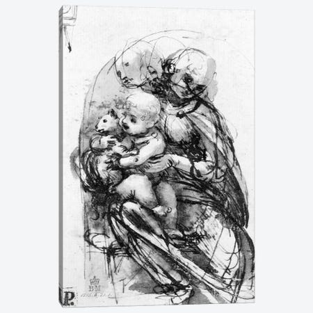 Study for a Madonna with a Cat, c.1478-80  Canvas Print #BMN3401} by Leonardo da Vinci Canvas Print