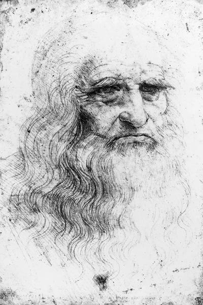 Renaissance: Lithograph, Self Portrait, c.1515-16 (Musei Reali Torino) by Leonardo da Vinci