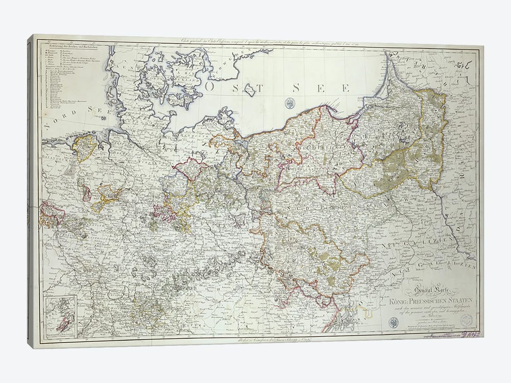 Map of the Prussian States in 1799  1-piece Canvas Artwork