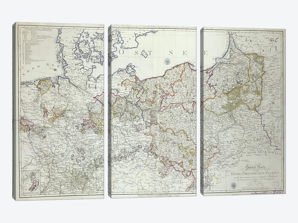 Map of the Prussian States in 1799  by German School 3-piece Canvas Art