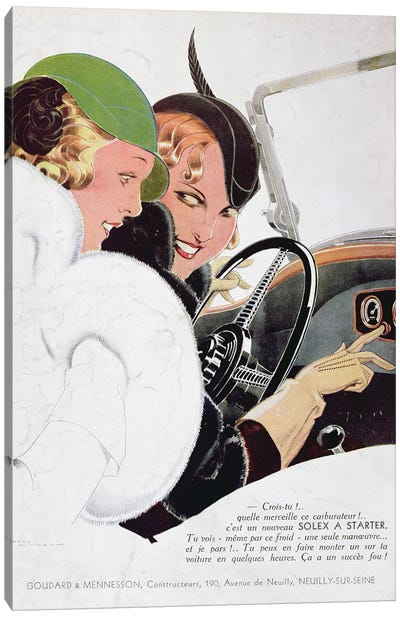 Advertisement for Solex carburettors, from 'Vogue' magazine, January, 1932  Canvas Art Print