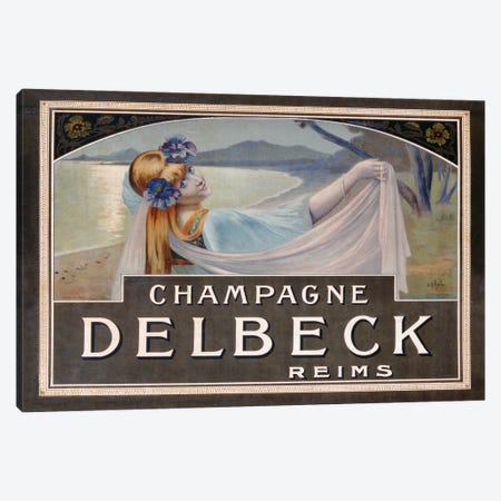 Advertisement for Champagne Delbeck, printed by Camis, Paris, c.1910  Canvas Print #BMN3428} by Louis Chalon Canvas Print
