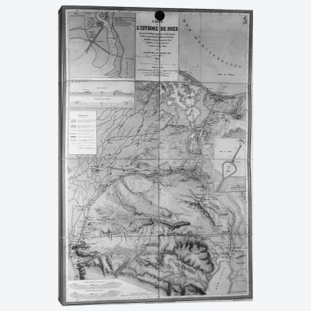 Preparatory Map of the Suez Canal, 1855  Canvas Print #BMN3430} by French School Canvas Art
