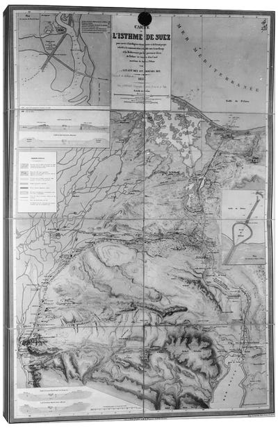 Preparatory Map of the Suez Canal, 1855  Canvas Art Print