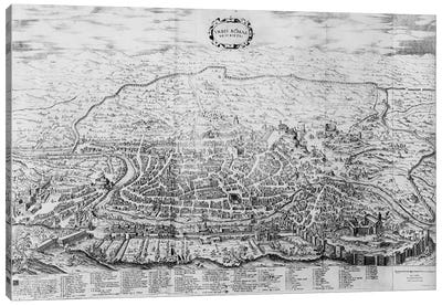 Map of Rome, from the 'Speculum Romanae Magnificentiae' published in 1562  Canvas Art Print - Rome Maps