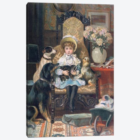 'Doddy and her Pets', c.1885  Canvas Print #BMN3446} by Charles Trevor Garland Canvas Art