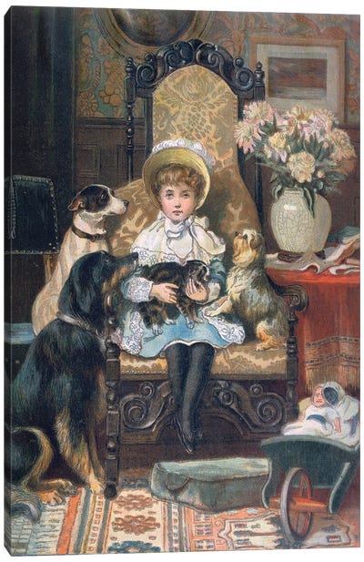 'Doddy and her Pets', c.1885  Canvas Art Print