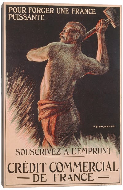 Poster advertising the French National Loan, First World War  Canvas Art Print