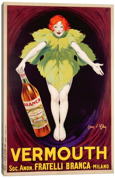 Poster advertising 'Fratelli Branca' vermouth, 1922  Canvas Art Print - Food & Drink Posters