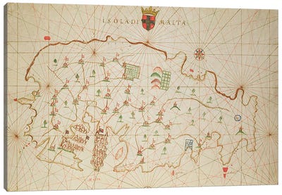 The Island of Malta, from a nautical atlas, 1646  Canvas Art Print