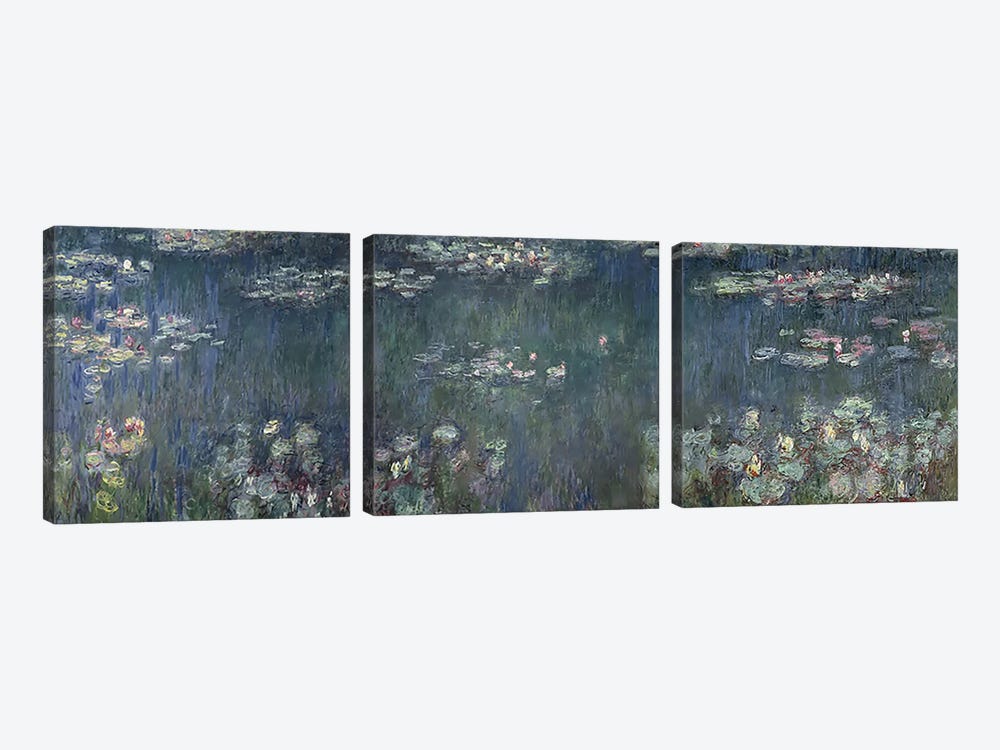 Waterlilies: Green Reflections, 1914-18 P by Claude Monet 3-piece Canvas Art Print