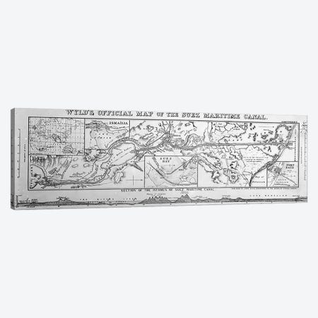 Wyld's Official Map of the Suez Maritime Canal, 1869  Canvas Print #BMN3511} by James the Younger Wyld Canvas Art Print