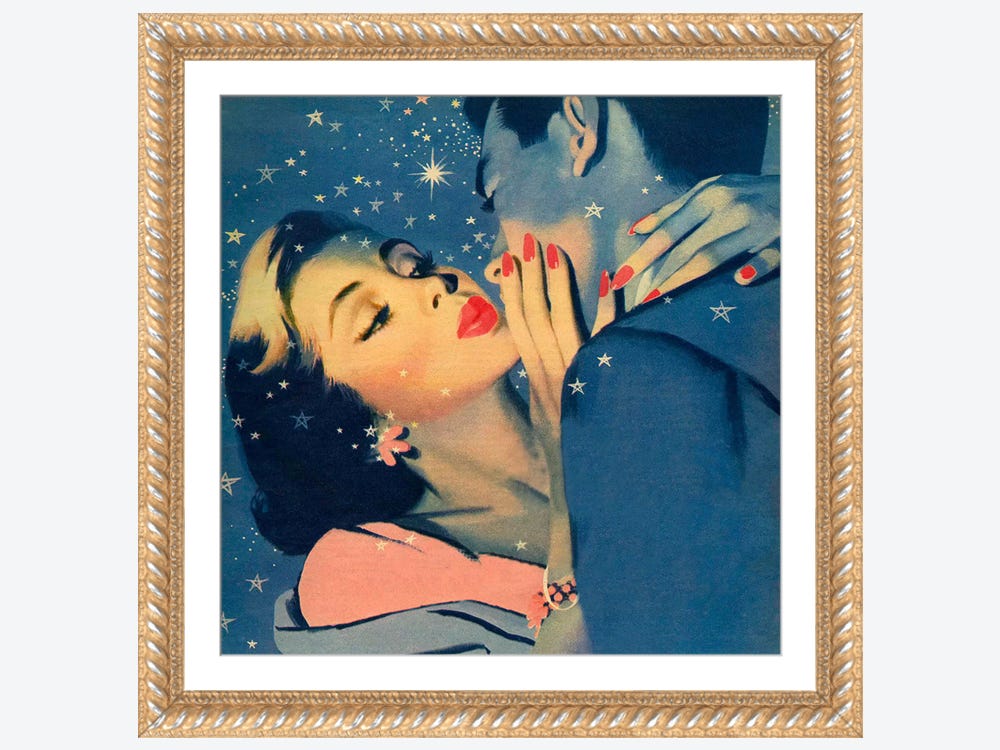 Vintage Abstract Kissing Couple Personalized Valentine's Day Card