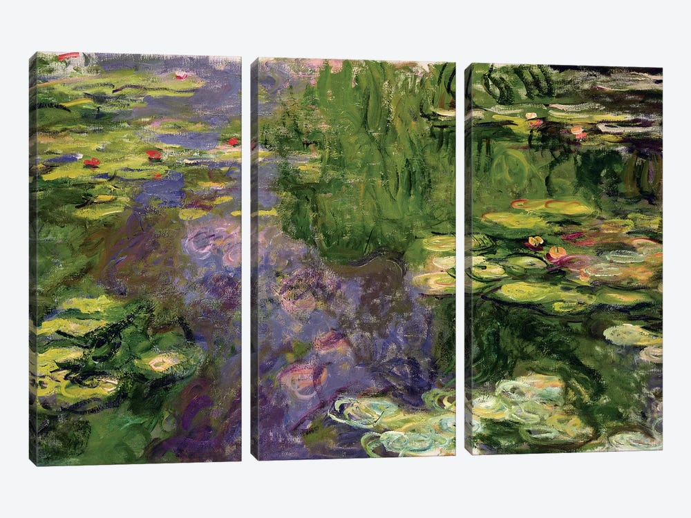 Waterlilies  by Claude Monet 3-piece Canvas Art