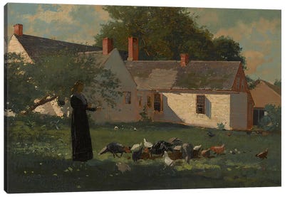 Farmyard Scene, c.1874  Canvas Art Print - Winslow Homer