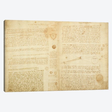 A page from the Codex Leicester, 1508-12  Canvas Print #BMN3522} by Leonardo da Vinci Canvas Artwork