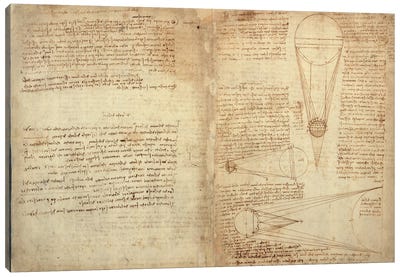Studies of the Illumination of the Moon, A page from the Codex Leicester, 1508-12  Canvas Art Print - Leonardo da Vinci