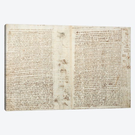 Scientific diagrams, from the Codex Leicester, 1508-12  Canvas Print #BMN3526} by Leonardo da Vinci Canvas Print
